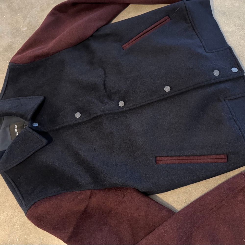 Express Colorblock Wool-Blend Water Resistant Bomber Jacket - Picture 2 of 6